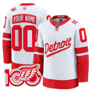 Custom Detroit Red Wings Jersey 100th Anniversary Premium Stitched Stadium