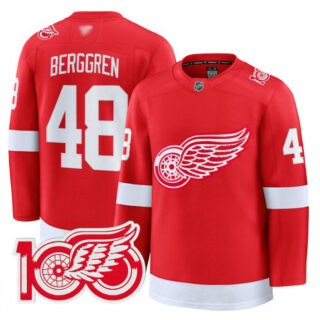 Jonatan Berggren Jersey #48 Detroit Red Wings 100th Anniversary Stitched Red