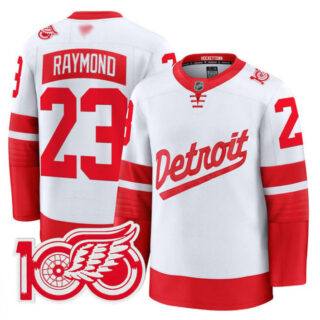 Lucas Raymond Jersey #23 Detroit Red Wings 100th Anniversary Stitched Stadium