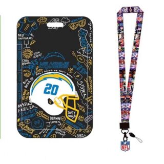 Angeles Lightning ID Stickers Badge Holder with Lanyard, Hard Plastic Key Card Work Badge Sleeve for Office, School, Factory, ID Credit Cards