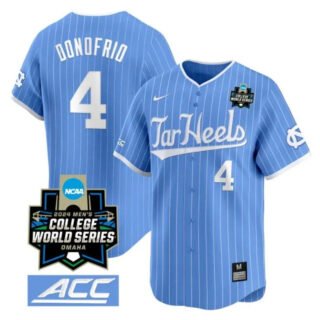 Anthony Donofrio Jersey #4 North Carolina Tar Heels 2024 College World Series Vapor Premier Limited NCAA Baseball Stitched Blue Pinstripe