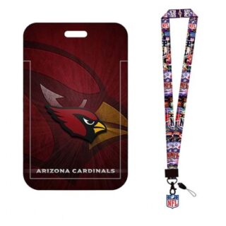 Arizona Cardinals -ID Stickers Badge Holder with Lanyard, Hard Plastic Key Card Work Badge Sleeve for Office,