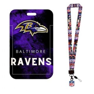 Baltimore crow ID Stickers Badge Holder with Lanyard, Hard Plastic Key Card Work Badge Sleeve for Office, School, Factory, ID Credit Cards