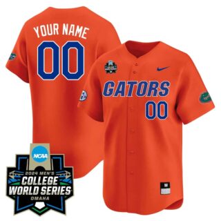 Custom Florida Gators 2324 Jersey 2024 College World Series Patch All Stitched Gators Orange