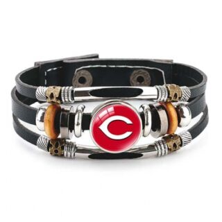 Cincinnati Reds MLB Pro football team jewel cowhide bracelet leather hand jewelry