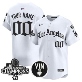 Custom Dodgers 2025 LA Gothic Style Vapor Premier Limited Custom Jersey All Stitched White