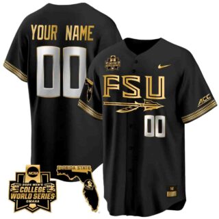 Custom Florida State Seminoles 2024 College World Series Vapor Premier Limited Black Gold Jersey V2 All Stitched