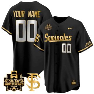 Custom Florida State Seminoles 2024 College World Series Vapor Premier Limited Black Gold Jersey V2 All Stitched