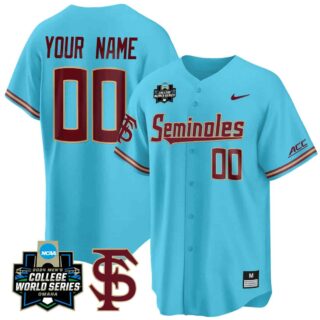 Custom Florida State Seminoles 2024 College World Series Vapor Premier Limited Turquoise Jersey V2 All Stitched