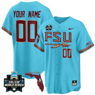 Custom Florida State Seminoles 2024 College World Series Vapor Premier Limited Turquoise Jersey V2 All Stitched