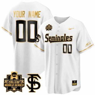 Custom Florida State Seminoles 2024 College World Series Vapor Premier Limited White Gold Jersey V2 All Stitched