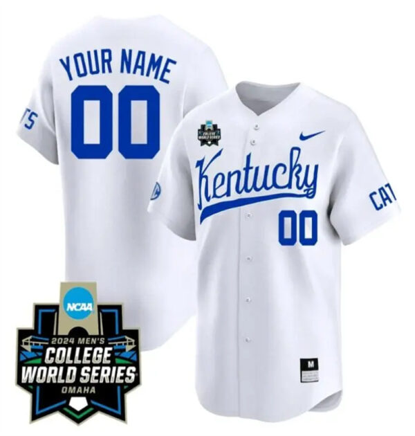 Custom Kentucky Wildcats Jersey 2024 College World Series Vapor Premier Limited NCAA Baseball Stitched White