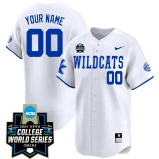 Custom Kentucky Wildcats Jersey 2024 College World Series Vapor Premier Limited NCAA Baseball Stitched Wildcats White