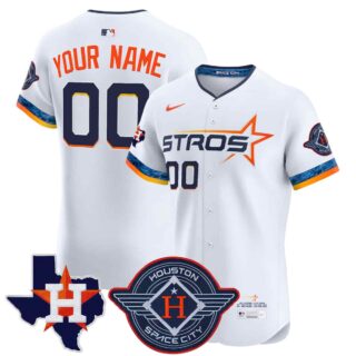 Custom Men's Houston Astros 2025 City Connect Texas Patch Vapor Premier Elite Jersey All Stitched White