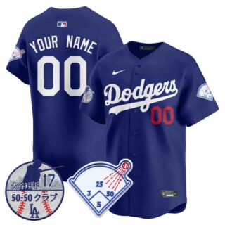 Custom Men's Los Angeles Dodgers Vapor Limited Jersey Shohei Ohtani Patch All Stitched Royal