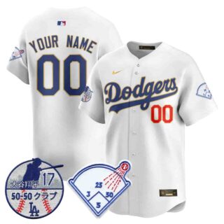 Custom Men's Los Angeles Dodgers Vapor Limited Jersey Shohei Ohtani Patch All Stitched White