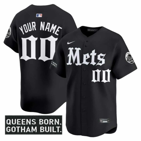 Custom Men's New York Mets 'Gotham Gothic Edition' Vapor Premier Limited Jersey All Stitched Black