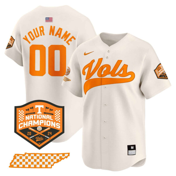 Custom Tennessee Volunteers 2024 Champions Vapor Premier Limited baseball Jersey All Stitched Cream