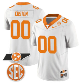 Custom Tennessee Volunteers Checkerboard & Alternate Custom Jersey V2 All Stitched White