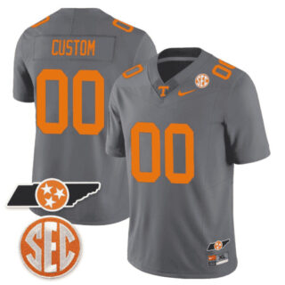 Custom Tennessee Volunteers Checkerboard & Alternate Custom Jersey V2 All StitchedGray