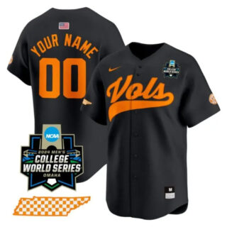 Custom Tennessee Volunteers Jersey 2024 College World Series Vapor Premier Limited V2 NCAA Baseball Stitched Black