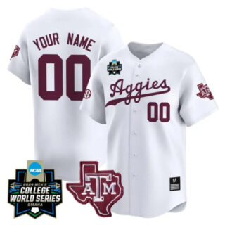 Custom Texas A&M Aggies 2024 College World Series Vapor Premier Limited NCAA Baseball White Stitched Jersey