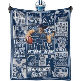 Dallas Cowboys Blanket Rugby Fan Gifts for Style Throw Blanket Flannel Super Cozy Soft Living Room 60 x 50.