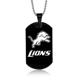 Detroit Lions NFL Necklace Logo Fans for men stainless steel titanium silver Black Dog tag Military tag pendant