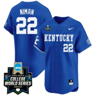 Dom Niman Jersey #22 Kentucky Wildcats 2024 College World Series Vapor Premier Limited NCAA Baseball Stitched Blue