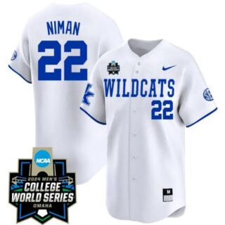 Dom Niman Jersey #22 Kentucky Wildcats 2024 College World Series Vapor Premier Limited NCAA Baseball Stitched Wildcats White