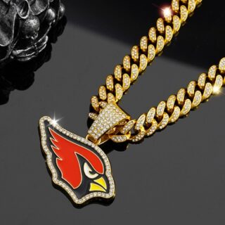 Gold 20inch Arizona Cardinals Team head NFL pendant Europe and the United States new fashion personality football necklace men and women street hip-hop