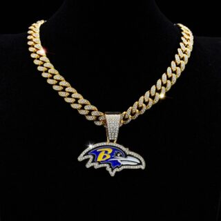 Gold 20inch Baltimore crow Team head NFL pendant Europe and the United States new fashion personality football necklace men and women street hip-hop