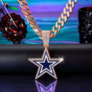 Gold 20inch Dallas Cowboy Team head NFL pendant Europe and the United States new fashion personality football necklace men and women street hip-hop