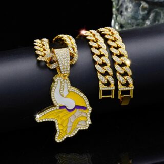 Gold 20inch Minnesota Vikings Team head NFL pendant Europe and the United States new fashion personality football necklace men and women street hip-hop
