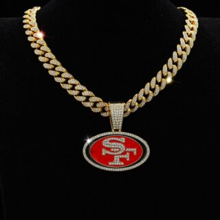 Gold 20inch San Francisco 49ers Team head NFL pendant Europe and the United States new fashion personality football necklace men and women street hip-hop