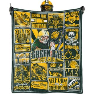 Green Bay Packers Blanket Rugby Fan Gifts for Style Throw Blanket Flannel Super Cozy Soft Living Room 60 x 50.