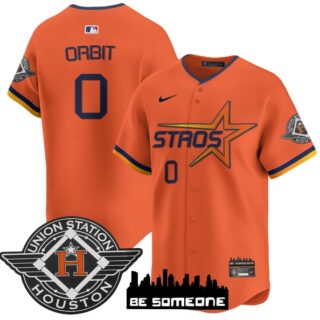 Men's Houston Astros 2025 City Connect Vapor Premier Limited Jersey All Stitched Orange #0 Orbit