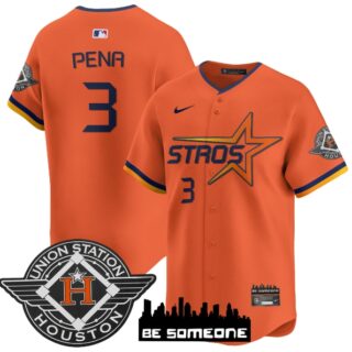 Men's Houston Astros 2025 City Connect Vapor Premier Limited Jersey All Stitched Orange Jeremy Pena #3