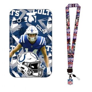 Indiana Lebos Pony ID Stickers Badge Holder with Lanyard, Hard Plastic Key Card Work Badge Sleeve for Office, School, Factory, ID Credit Cards