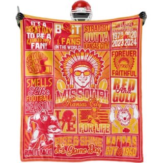 Kansas City Chiefs Blanket Rugby Fan Gifts for Style Throw Blanket Flannel Super Cozy Soft Living Room 60 x 50