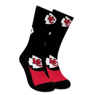 Kansas City Chiefs For Bare Feet Men's NFL Stripe Deuce Performance Crew Socks