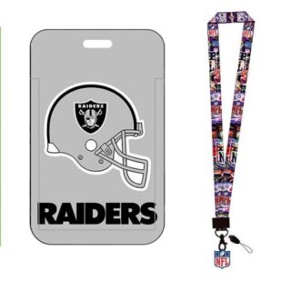 Las Vegas Raider ID Stickers Badge Holder with Lanyard, Hard Plastic Key Card Work Badge Sleeve for Office, School, Factory, ID Credit Cards Proximity Ke