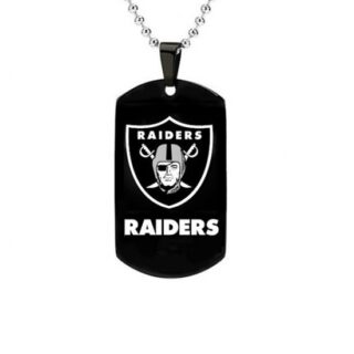 Las Vegas attackers NFL Necklace Logo Fans for men stainless steel titanium silver Black Dog tag Military tag pendant