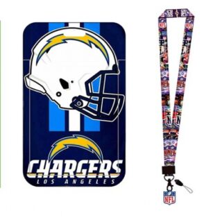 Los Angeles Lightning ID Stickers Badge Holder with Lanyard, Hard Plastic Key Card Work Badge Sleeve for Office, School, Factory, ID Credit Cards-1