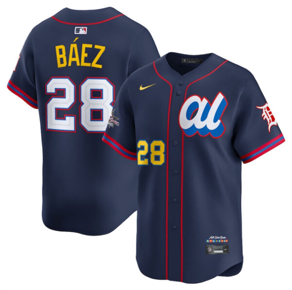 Men's American League #28 Javier Baez Navy 2025 All-Star Edition Limited Stitched Baseball Jersey