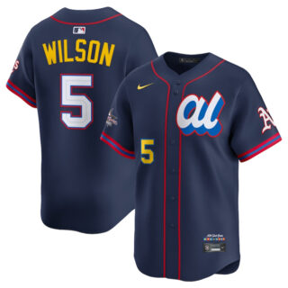 Men's American League #5 Jacob Wilson Navy 2025 All-Star Edition Limited Stitched Baseball Jersey