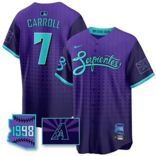 Men's Arizona Diamondbacks Purple for Second 'Serpientes' City Connect Jersey All Stitched Corbin Carroll #7