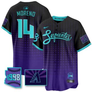 Men's Arizona Diamondbacks Purple for Second 'Serpientes' City Connect Jersey All Stitched Gabriel Moreno #14