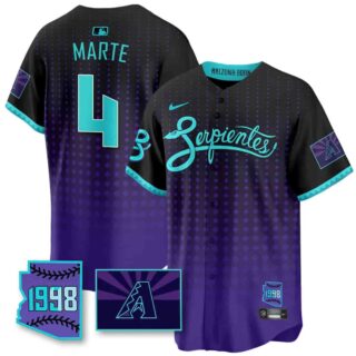 Men's Arizona Diamondbacks Purple for Second 'Serpientes' City Connect Jersey All Stitched Ketel Marte #4