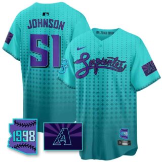 Men's Arizona Diamondbacks Purple for Second 'Serpientes' City Connect Jersey All Stitched Randy Johnson #51